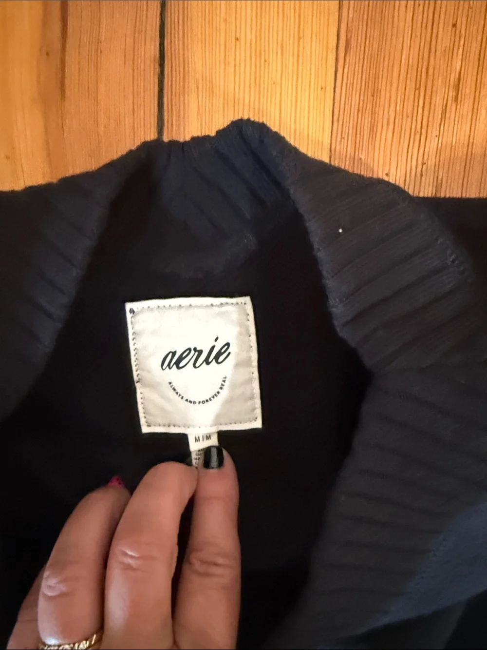 Aerie Double V neck Black Sweat shirt